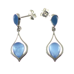 Pendientes marinos de ágata azul con plata, marinos