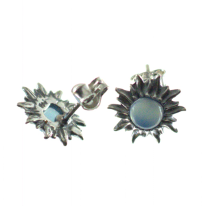 Pendientes soles azules en ágata calcedonia y plata