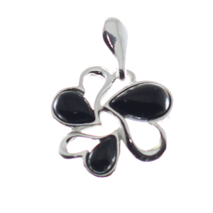 Colgante de flor negra en azabache y plata