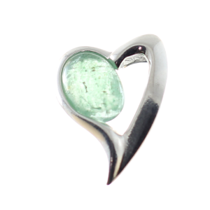 Colgante corazón verde en cuarzo y plata