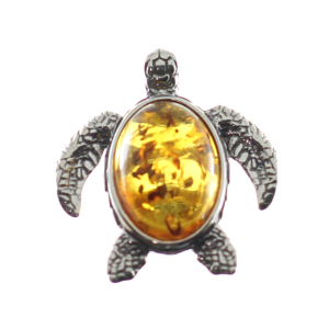 Colgante tortuga del mar en ámbar y plata