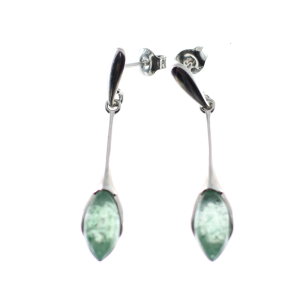 Pendientes rectos en venturina verde con plata
