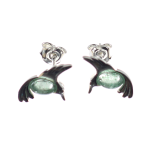 Pendientes de colibrí en cuarzo y plata