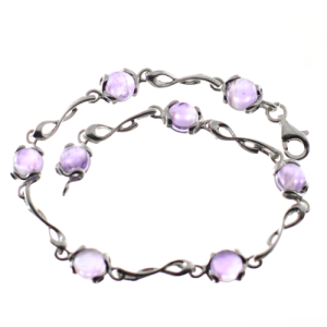 Pulsera fina en amatista y plata