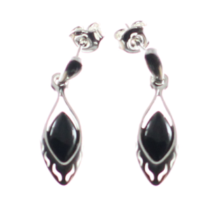 Pendientes cortos en azabache y plata