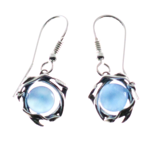 Pendientes flores azules en ágata y plata