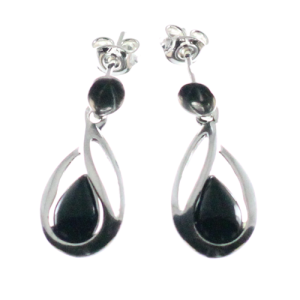 Pendientes gotas en azabache y plata