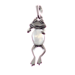 Colgante de rana en piedra luna y plata - crisocola.net