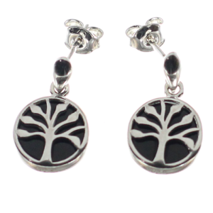 Pendientes árboles de la vida en azabache y plata