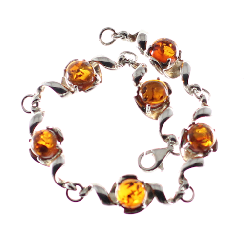 Pulsera vibrante en ámbar y plata
