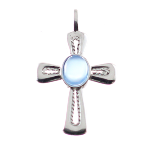 Colgante de cruz marino en plata y ágata