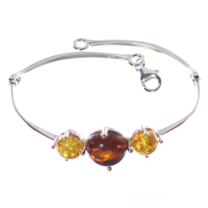 Pulsera rígida en ámbar y plata