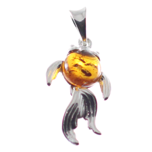 Colgante de pez en ámbar y plata-crisocola.net