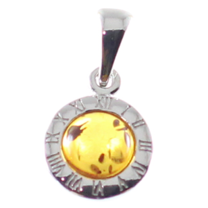Colgante reloj en ámbar y plata - crisocola.net