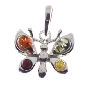 Colgante mariposa en ámbar y plata -crisocola.net