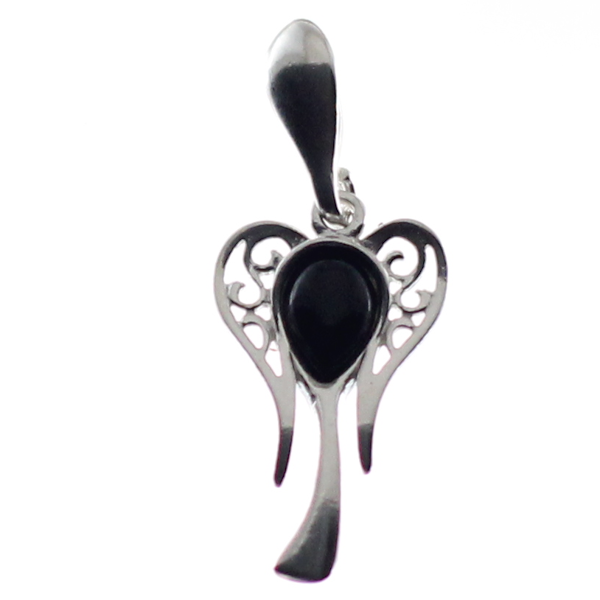 Colgante angelito en azabache y plata – crisocola.net