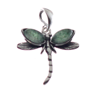 Colgante libélula verde en venturina y plata - crisocola.net