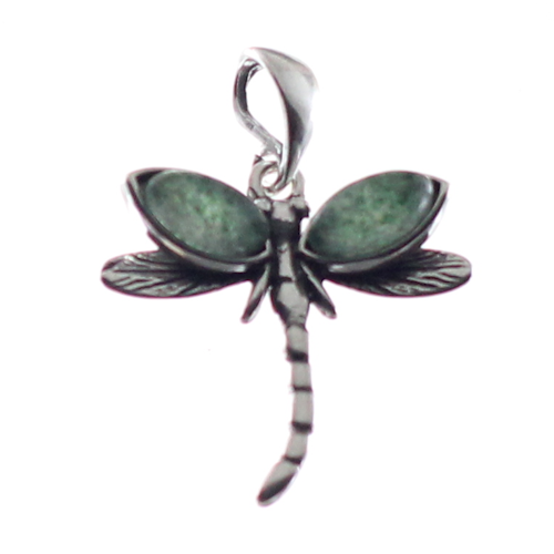 Colgante libélula verde en venturina y plata – crisocola.net