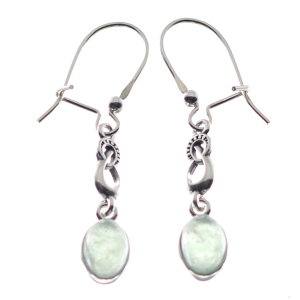 Pendientes largos de venturina verde y plata