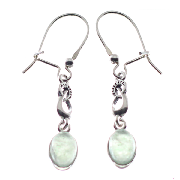 Pendientes largos de venturina verde y plata de ley